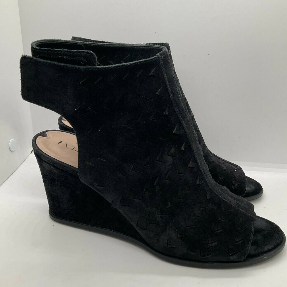 Via Spiga Womens Black Wedge Heel Sandal Sz 7.5 M